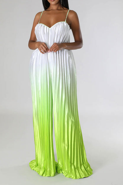 storexq Gradient Striking Wide Leg Pleated Jumpsuit