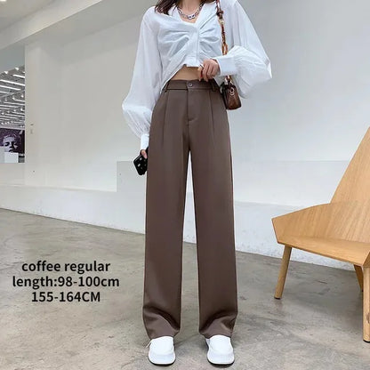 Casual High Waist Loose Wide Leg Pants for Women Spring Autumn Female Floor-Length White Suits Pants Ladies Long Trousers 240116