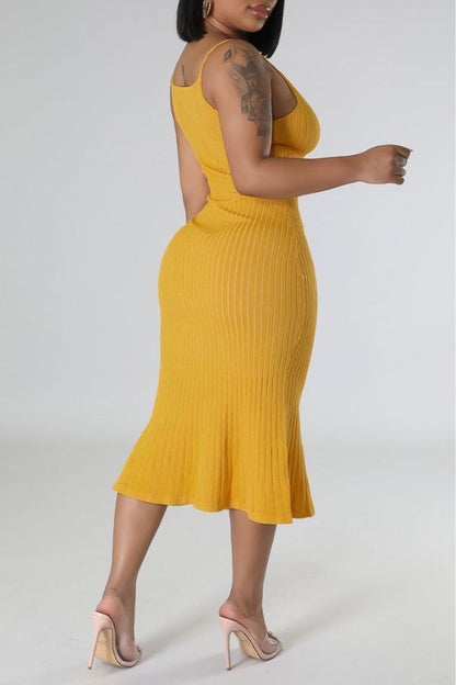 storexq Solid Color Smart Midi Dress