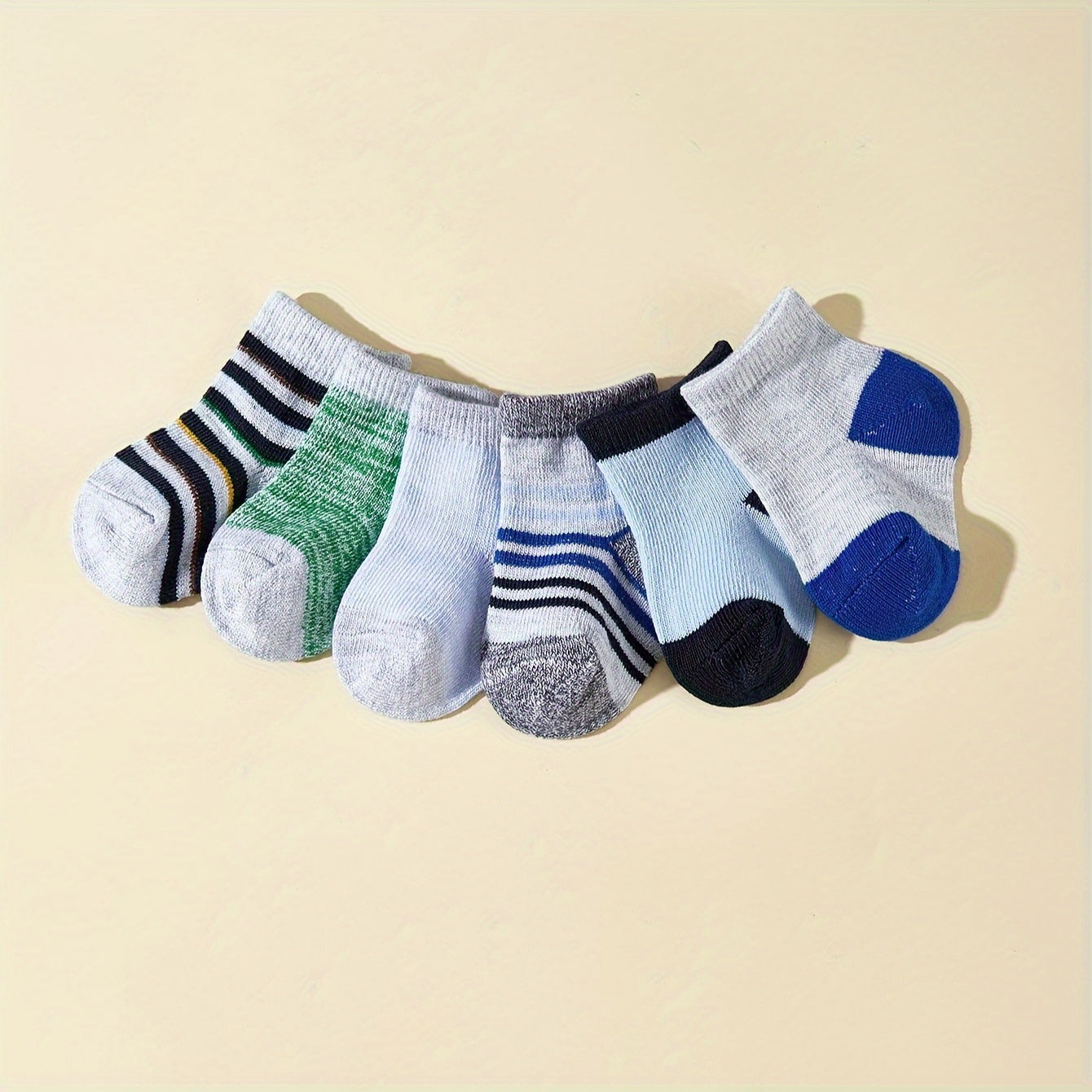 12 Pairs/6 Pairs Of Baby Boy Striped Mid-tube Socks, Simple Four-season Short Socks