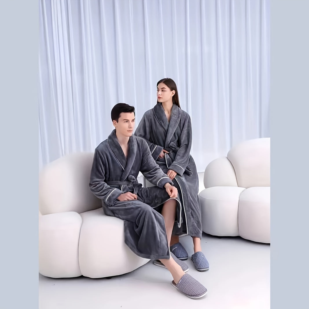 Unisex Plaid Bath Robe , Long Soft Comfortable Home Hotel Robe, Modern Style, Machine Washable, No Dry Clean, 300g/㎡ Knitted Fabric, Polyester Fiber, Bath Towel Theme