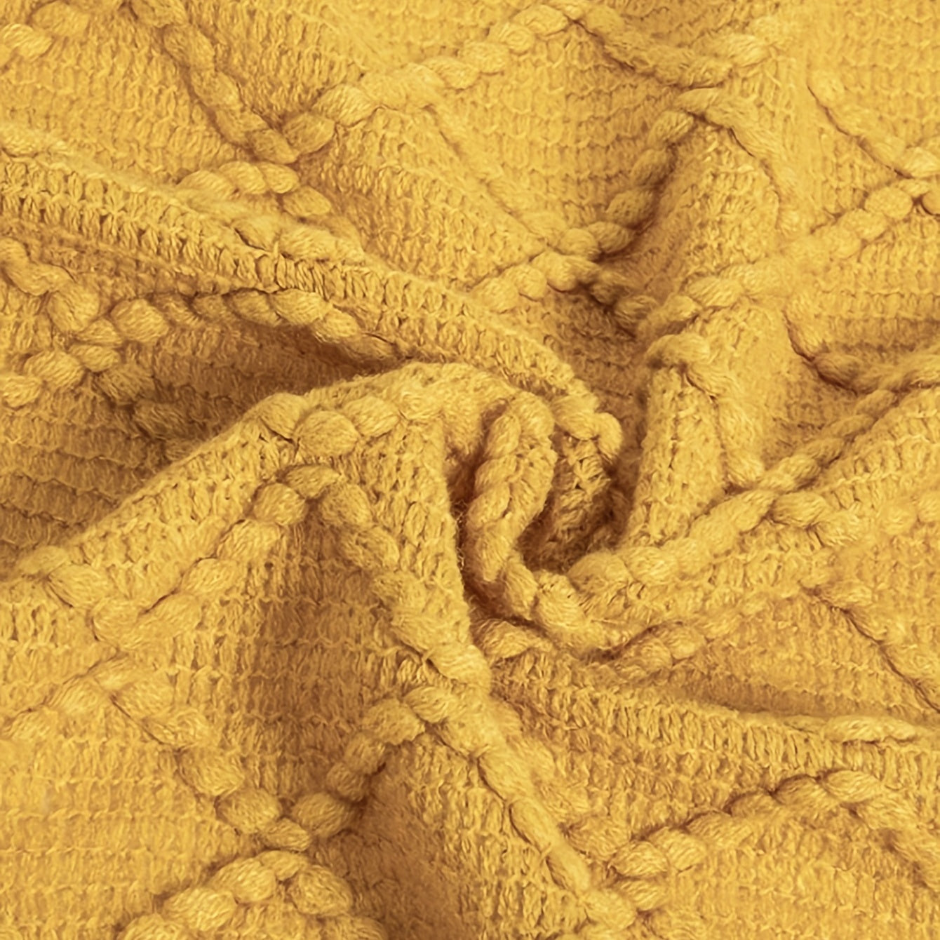 1pc Cozy Yellow Nordic Knitted Blanket - Ultra Soft, Warm, and Lightweight Throw for Couch, Sofa, Office, Bed, Camping, and Traveling - Perfect for Chilly Days and Nights