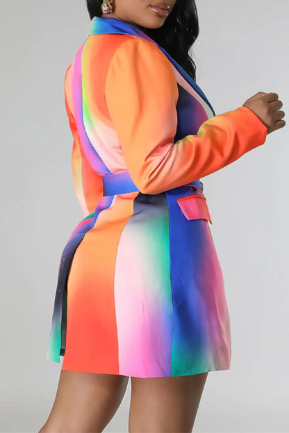 storexq Rainbow Gradient Pretty Belted Mini Dress