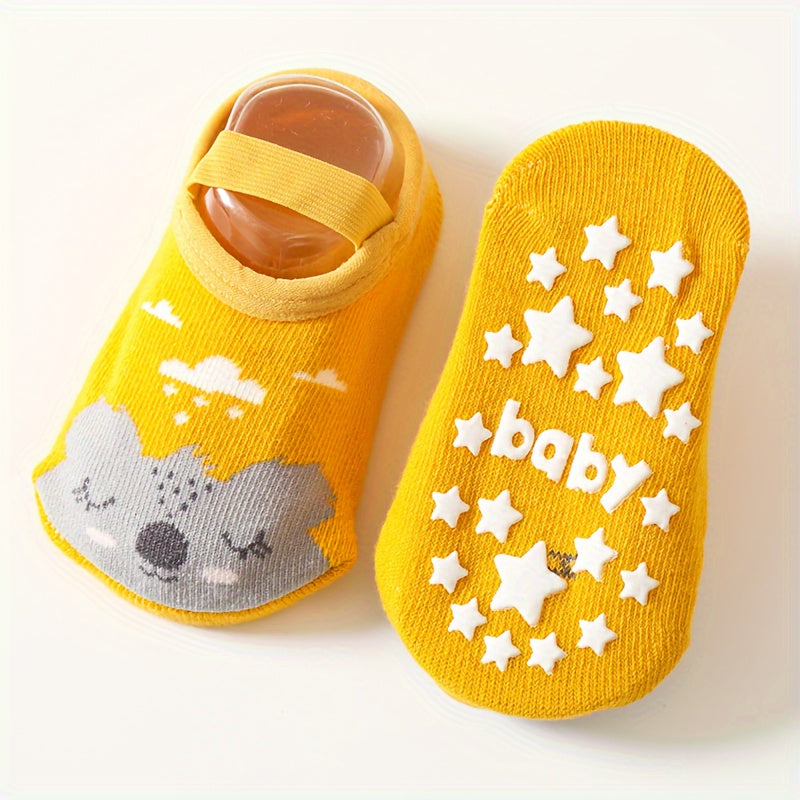 1 Pair Of Toddler's Novelty Cute Floor Socks, Anti-skid Cotton Socks With Dot Glue, Boys Girls Kids Socks For All Seasons Wearing