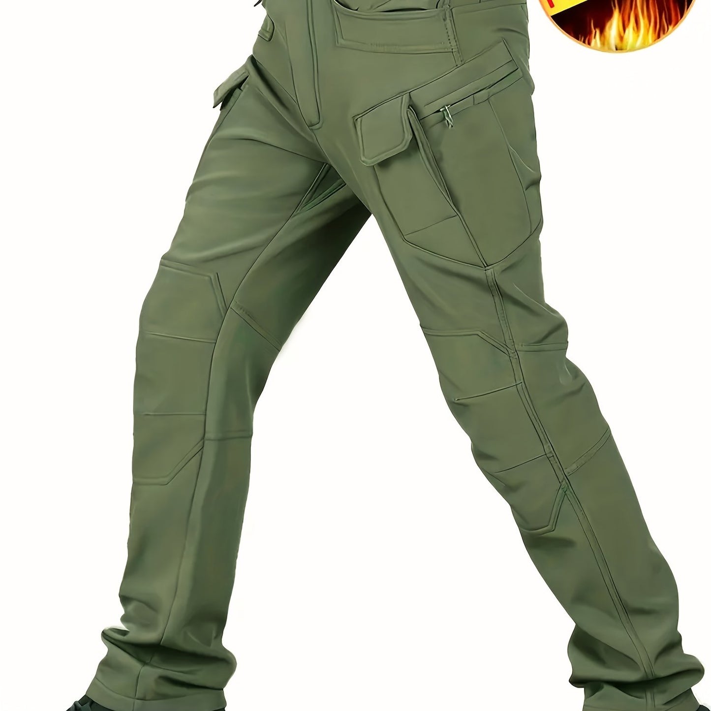 Ultimate Thermal Tactical Fleece Lined Pants - Overalls with Waterproof, Windproof, and Multi-Pocket Design for Outdoor Enthusiasts - Ideal for Hiking, Camping, Trekking, and Military Activities with Loose Fit and Cargo Style