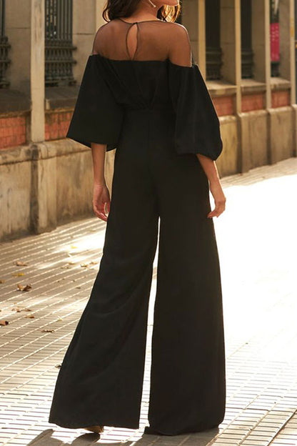 storexq Patchwork Stunning Deep V Neck Jumpsuit