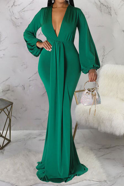 storexq Solid Color Elegant Maxi Dress