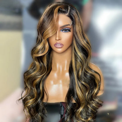 Brazilian Short Human Hair Wig Sale 13x4 Ash Honey Blonde Highlight Lace Frontal Wig for Women Natural Wave Glueless Synthetic Bob Wig