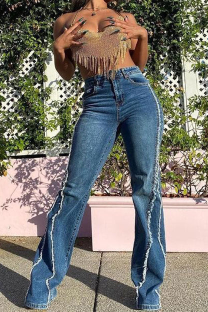 storexq Gradient Stylish Burrs Patchwork Jeans