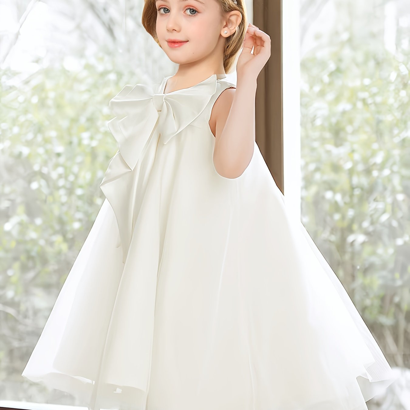 Elegant All-Season Princess Dress for Girls - Comfortable Cotton, Big Bow Charm, and Timeless Style