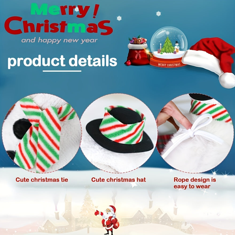 Christmas Snowman Pet Costume with Striped Hat and Scarf, Cartoon Themed Polyester Dog Outfit with Filling, Hand Washable Winter Apparel for Medium Breeds, Knit Fabric Snowman Dress-Up for Parties, Photoshoots, and Festive Occasions - Available in Multipl