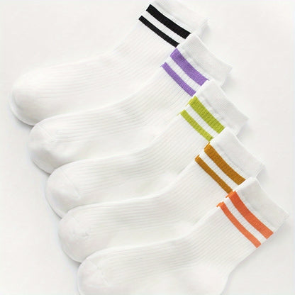 20 Pairs Of Toddler's Simple Trendy Crew Socks, Soft Comfy Children's Socks For Boys Girls All Seasons Wearing