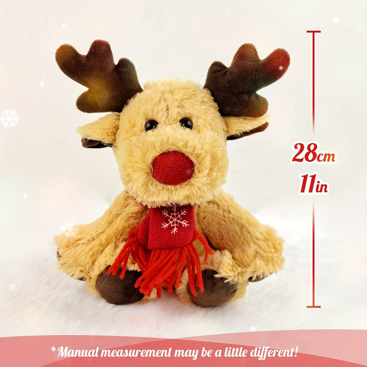 Cozy Reindeer Plush Toy - Soft Polyester Stuffed Animal, Perfect for Youngsters' Christmas & Birthday Gifts, Ideal for Home, Office, and Car Decor, Best for Christmas