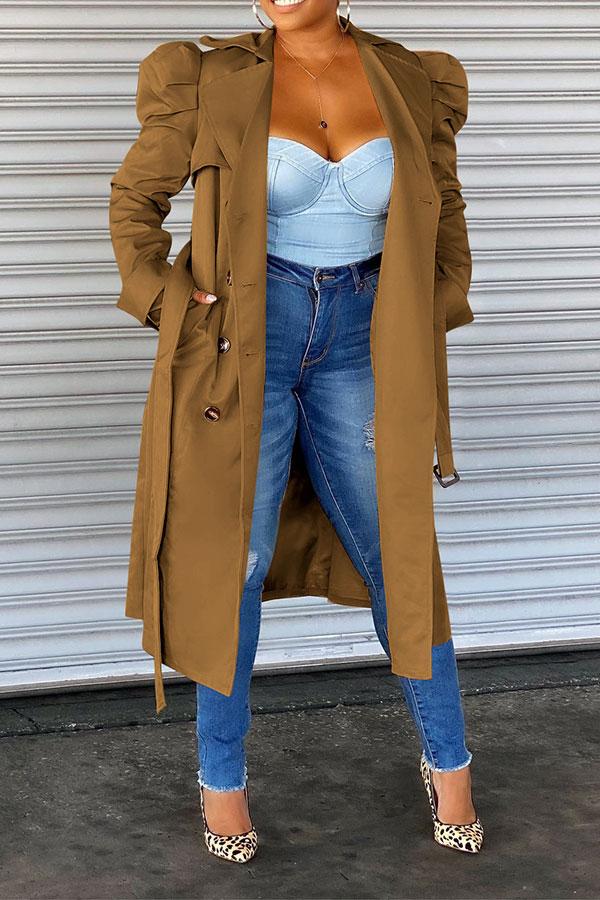 storexq Solid Color Chic Trench Coat