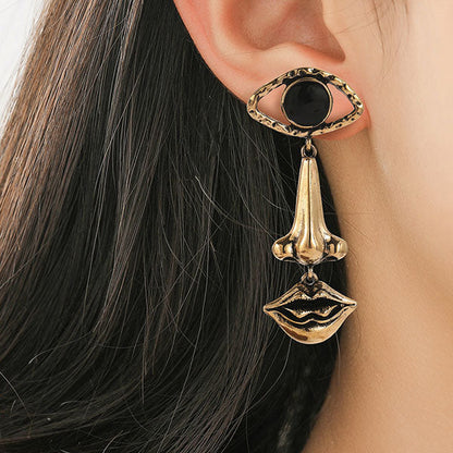 storexq Whimsical Eye & Nose & Lips Multi-layer Drop Earrings