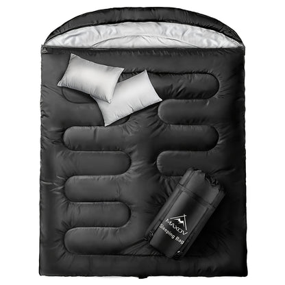 Double Sleeping Bags For 2 Adults, 2-3 Person Sleeping Bag For Camping Two Person Sleeping Bags For Adults With Pillow Cold Warm Weather