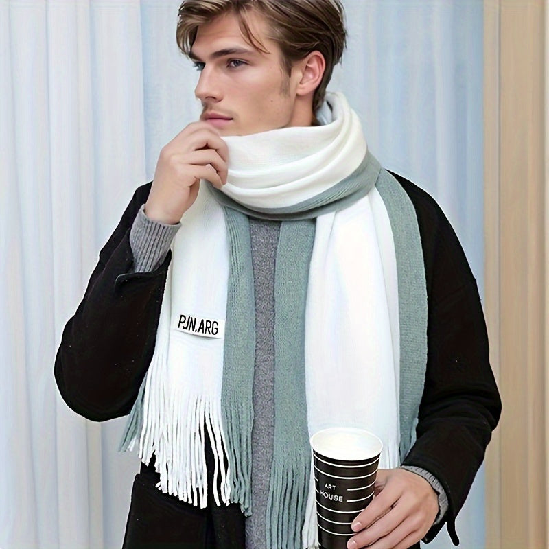 Elegant Men's Winter Scarf: Warm, Handwashable, Polyester Blend, Sizes Available