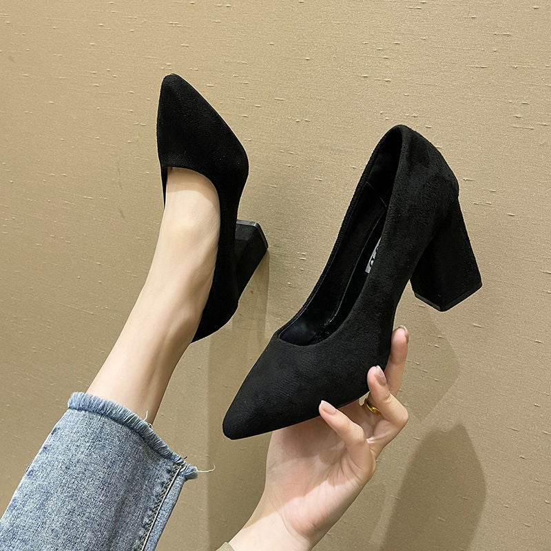 Stylish Chunky Heel Pumps - Pointed Toe Non Slip High Heels for Women - Comfortable and Chic Shoes for Any Occasion