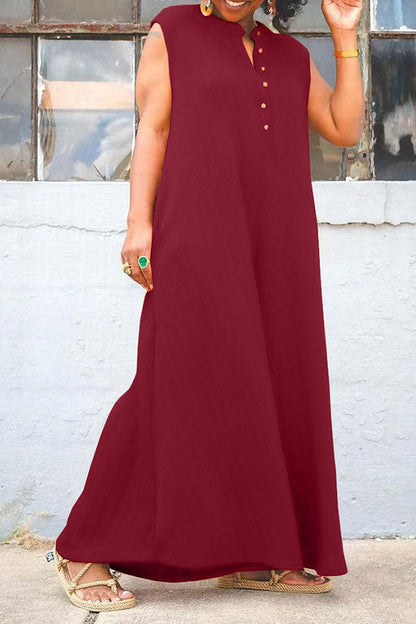 storexq Solid Color Relaxed Wide Leg Jumpsuit