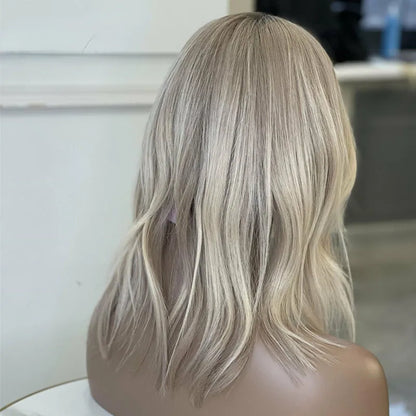 Brazilian Short Human Hair Wig Sale 13x4 Ash Honey Blonde Highlight Lace Frontal Wig for Women Natural Wave Glueless Synthetic Bob Wig