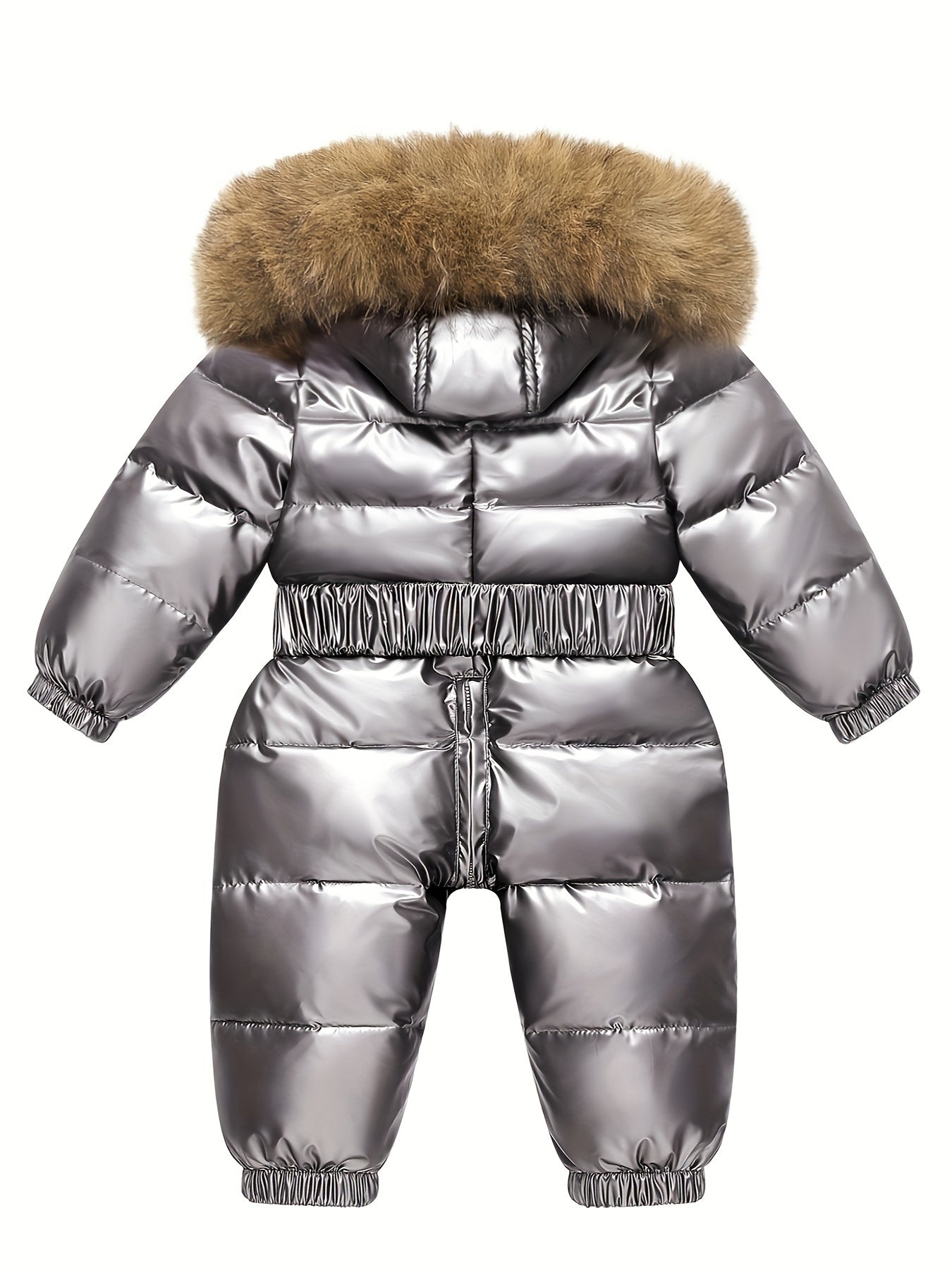 Baby's Warm Hooded Down Jacket, Thickened Long Sleeve Snowsuit With Zipper For Outdoor Wear