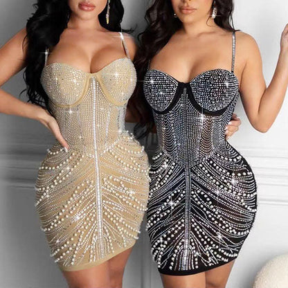 namcoverse Rhinestones Party Mini Dress