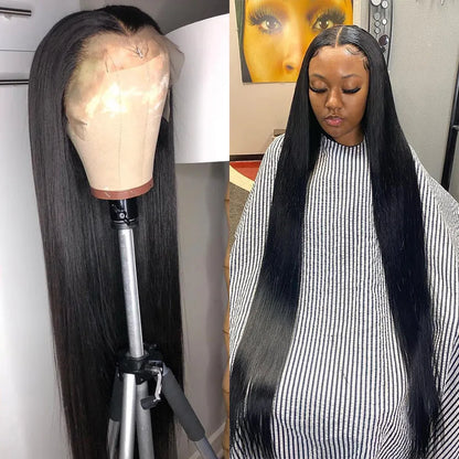 30 40 Inch Straight Lace Front Wig Brazilian 13x4 Lace Frontal Pre Plucked Bob Wigs for Black Women Human Hair 250 Density