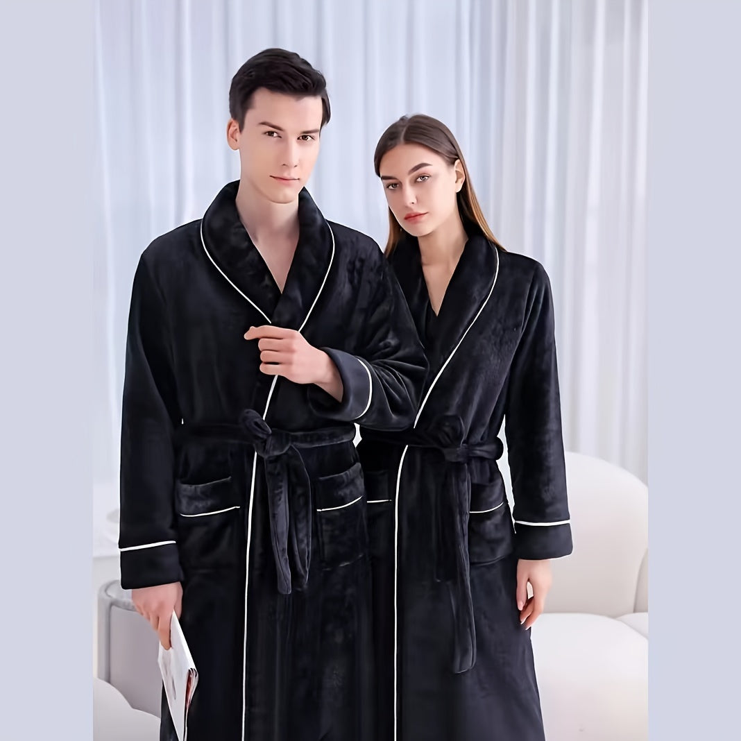 Unisex Plaid Bath Robe , Long Soft Comfortable Home Hotel Robe, Modern Style, Machine Washable, No Dry Clean, 300g/㎡ Knitted Fabric, Polyester Fiber, Bath Towel Theme