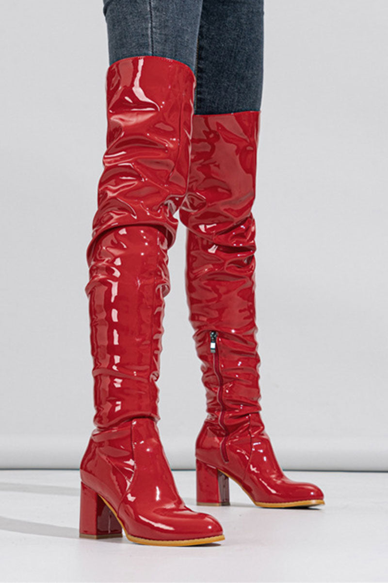 storexq Solid Color Stylish Over the Knee Boots