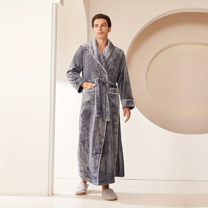 Ultra-Soft, Quick-Dry Flannel Bathrobe - Extra Long & Thick, Cozy Couple's Robe for Spa, Hotel, and Home Use - Absorbent, Loose Fit, Multi-Color Options