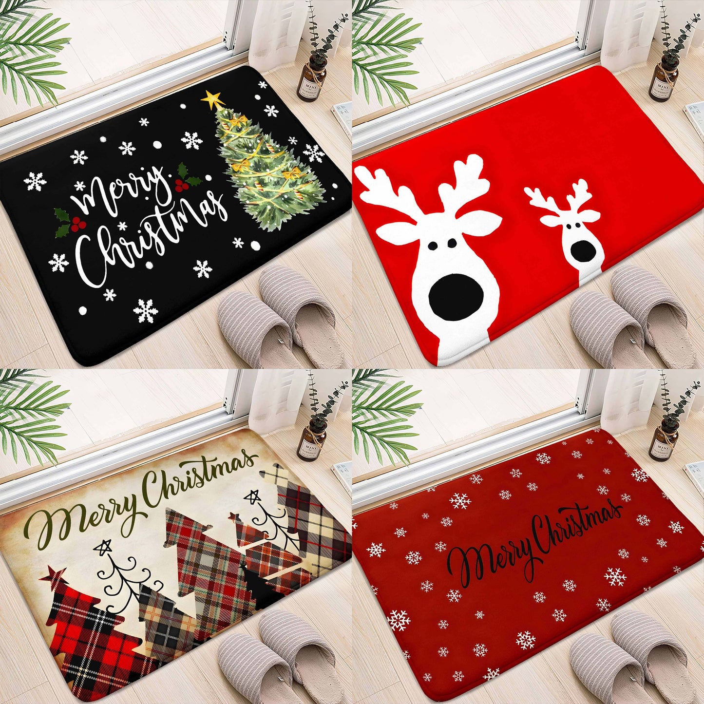 1pc Merry Christmas Floor Mat, Soft Non-slip Bath Rug, Machine Washable Bath Mat, Absorbent Fashion Carpet For Home Living Room Bathroom, Home Decor Christmas Decorations Thanksgiving Gift , fall decor