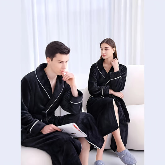 Unisex Plaid Bath Robe , Long Soft Comfortable Home Hotel Robe, Modern Style, Machine Washable, No Dry Clean, 300g/㎡ Knitted Fabric, Polyester Fiber, Bath Towel Theme