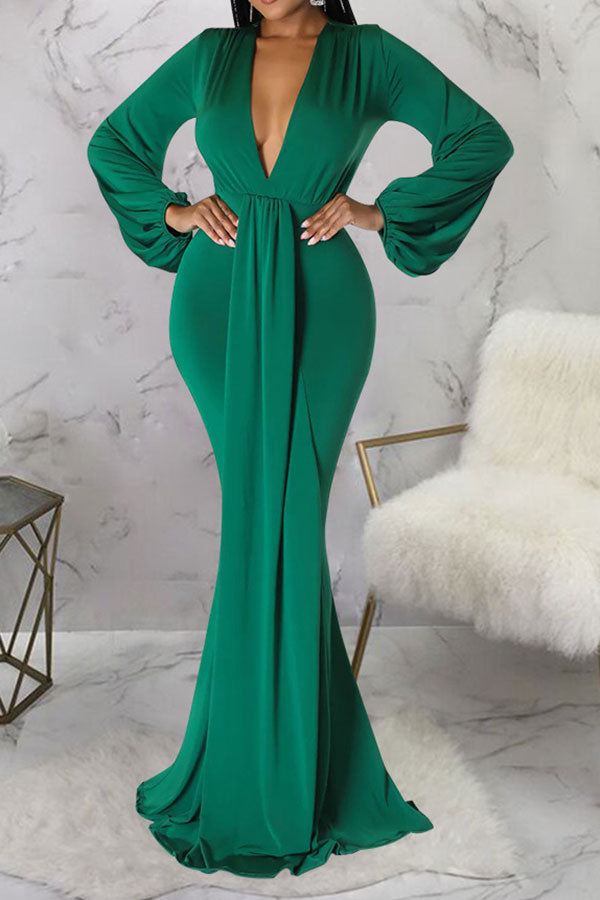 storexq Solid Color Elegant Maxi Dress