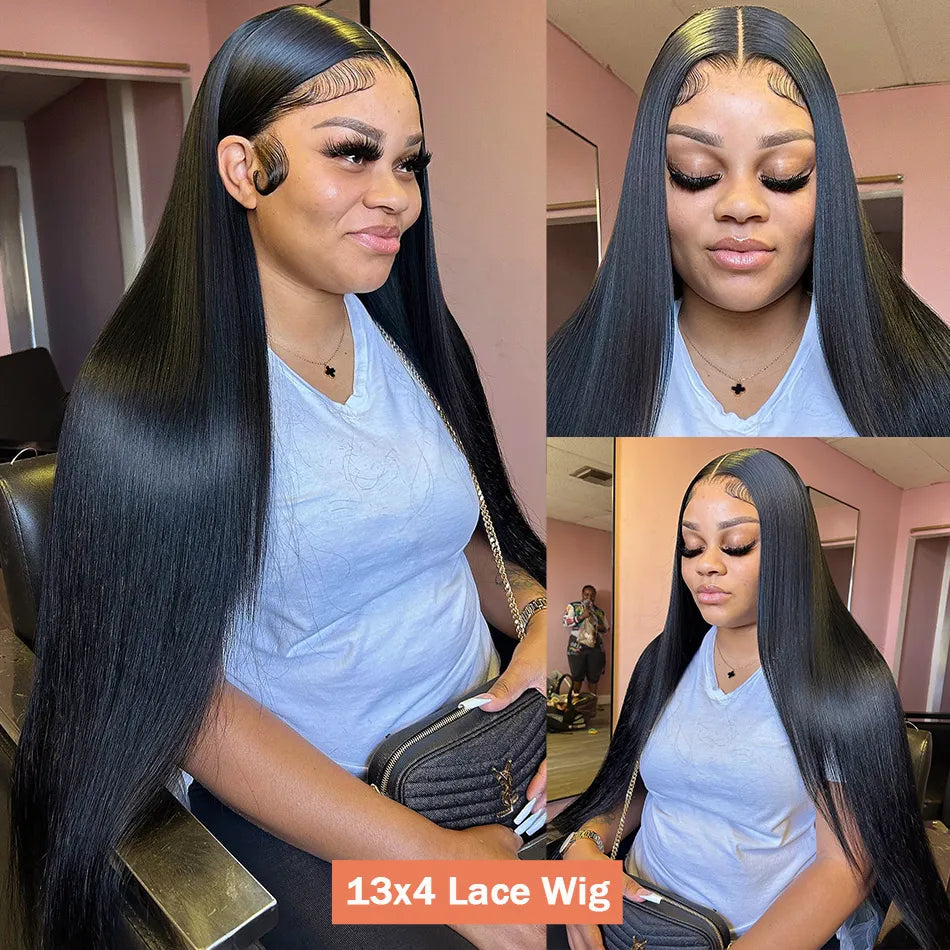 Peruvian hair Bone Straight Lace Front Human Hair Wigs 220%density 13x6 Lace Frontal Wigs for Women