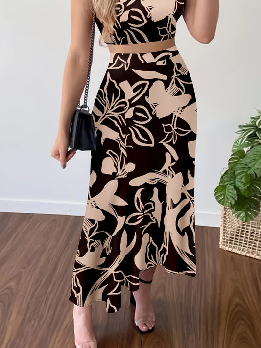 Vibrant Floral Print A-Line Tie High Waist Skirt - Flattering, Flowy, and Comfortable Design for Women - Perfect for Spring and Summer Vacation, Outdoor Activities, and Daily Wear