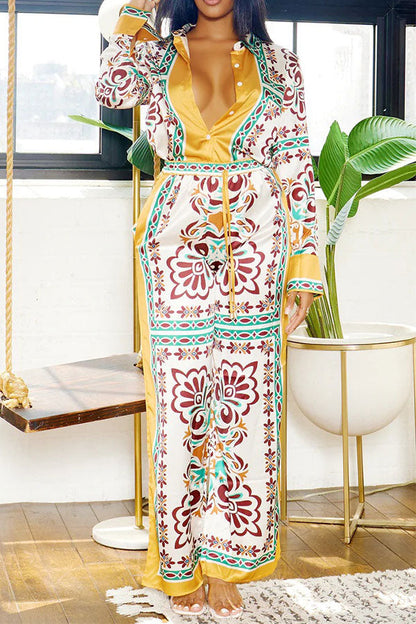 storexq Tribal Print Patchwork Laid Back Pant Suit