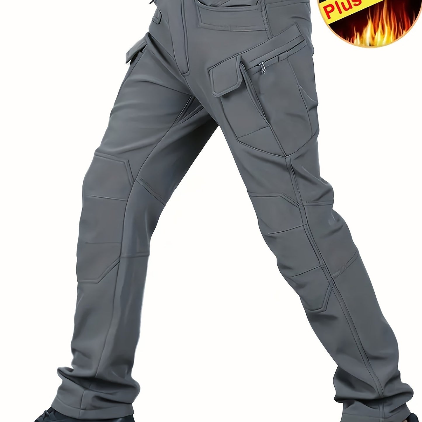 Ultimate Thermal Tactical Fleece Lined Pants - Overalls with Waterproof, Windproof, and Multi-Pocket Design for Outdoor Enthusiasts - Ideal for Hiking, Camping, Trekking, and Military Activities with Loose Fit and Cargo Style