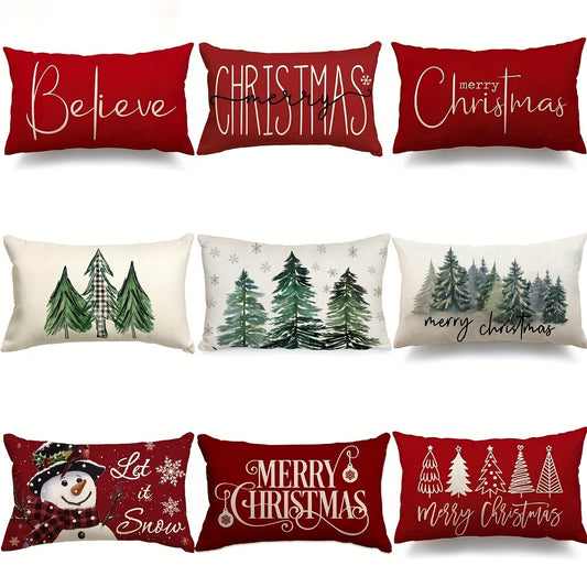 1 Piece Contemporary Christmas Throw Pillow Cover Set, Polyester Cushion Case with Zipper Closure, Hand Washable, Festive Winter Decorative Pillow Sleeve for Home Sofa, Bed & Chair - Various Room Types