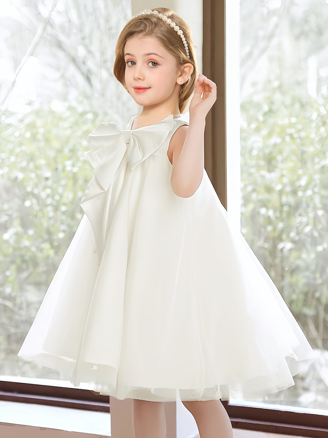 Elegant All-Season Princess Dress for Girls - Comfortable Cotton, Big Bow Charm, and Timeless Style