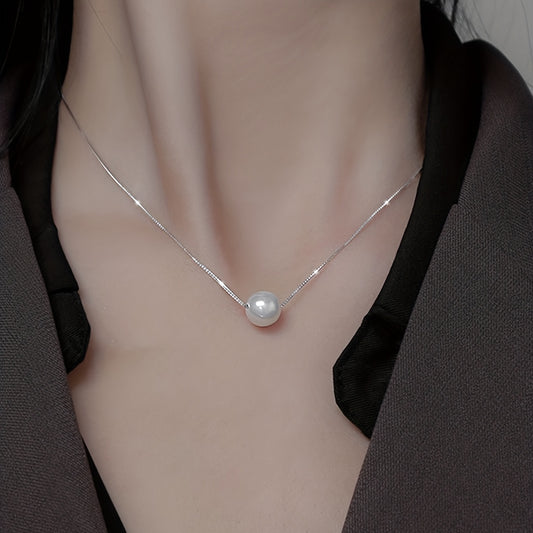 Elegant Faux Pearl Decor Necklace Slivery Clavicle Chain Light Luxury Necklace Accessories For Women