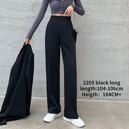 Casual High Waist Loose Wide Leg Pants for Women Spring Autumn Female Floor-Length White Suits Pants Ladies Long Trousers 240116