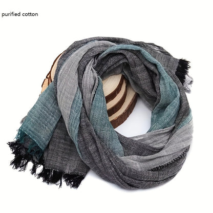 1pc Unisex Cotton Thin Fashion British Color Matching Warm Scarf For Spring For Autumn And Winter