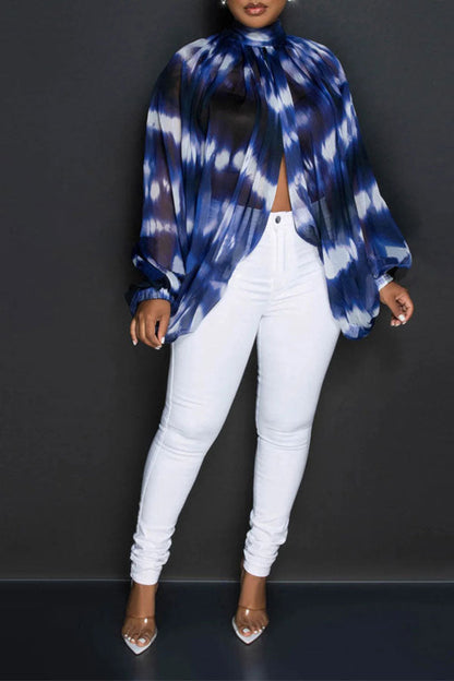 storexq Tie Dye Unusual High Split Blouse