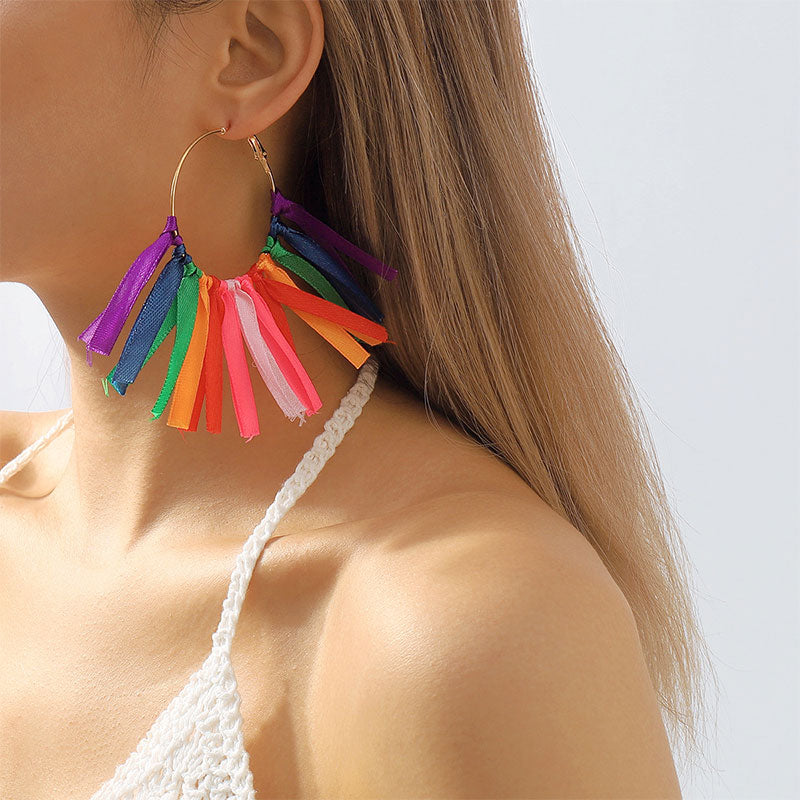 storexq Bohemia Rainbow Tassel Earrings