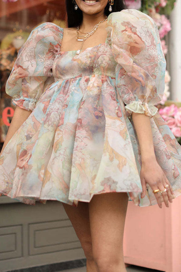 storexq Floral Print Girly Princess Mini Dress