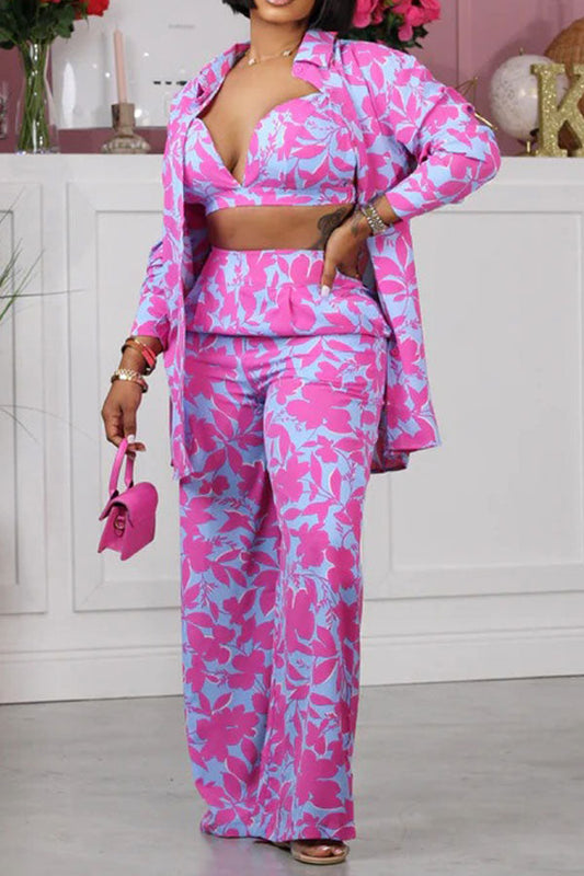 storexq Floral Print Classic Pant Suit (Three Pieces)