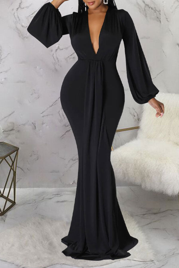 storexq Solid Color Elegant Maxi Dress