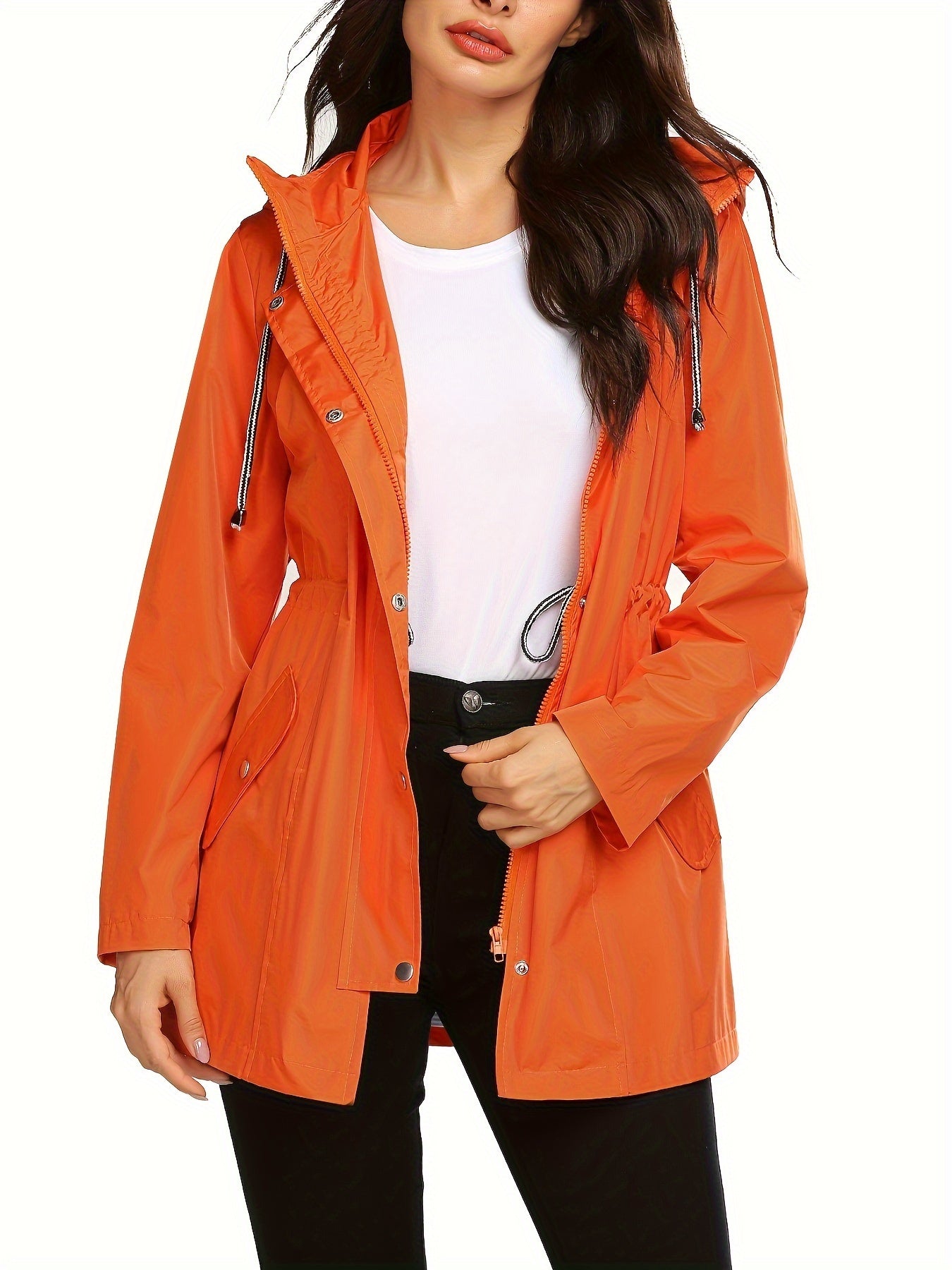 Waterproof Long Hooded Trench Coat for Women - Windproof and Breathable Lined Jacket for Travel and Outdoor Activities - S-XXL Sizes Available