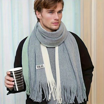 Elegant Men's Winter Scarf: Warm, Handwashable, Polyester Blend, Sizes Available