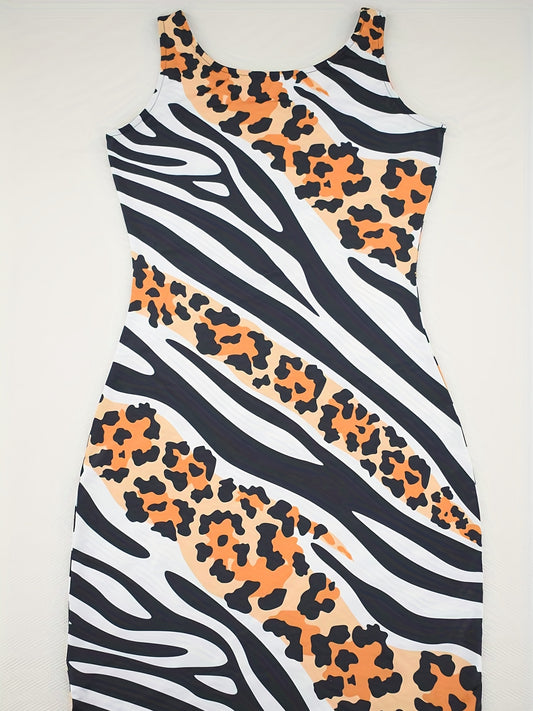 Wild Leopard and Zebra Print Tank Dress - Sleeveless, Slim Fit, Bag Hip, Random Print, Sexy and Stylish - Womens Clothing for Summer, Party, and Casual Occasions